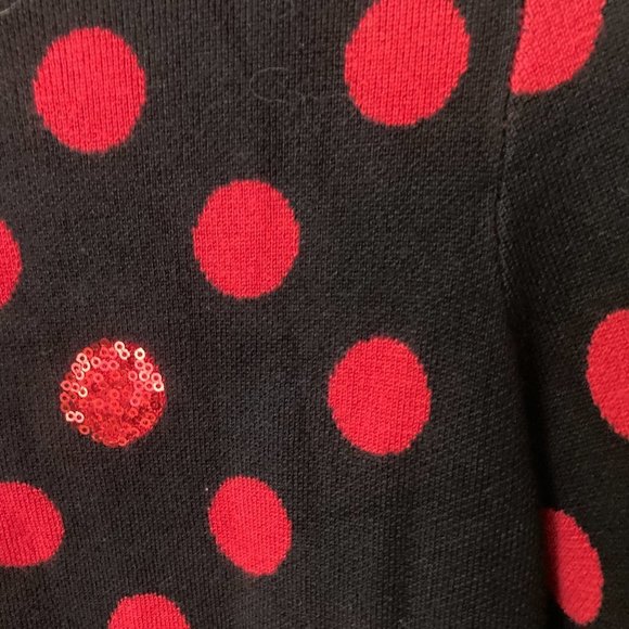 DKNY black and red polka dot turtleneck sweater - Picture 4 of 6